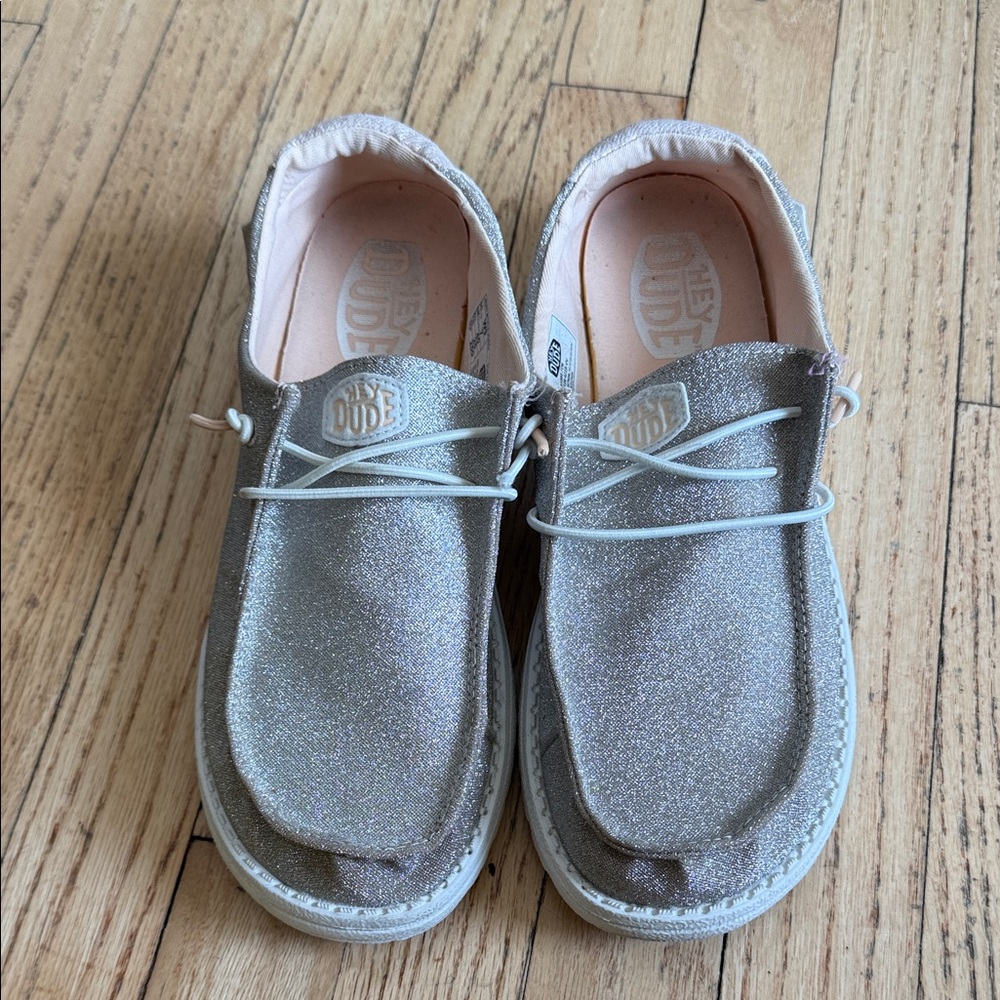 Hey Dude Kids Sparkle Slip-On Sneakers - Silver Glitter